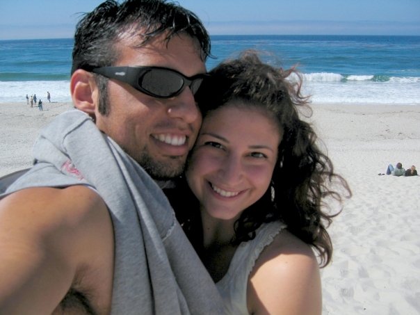 happy couple on beach